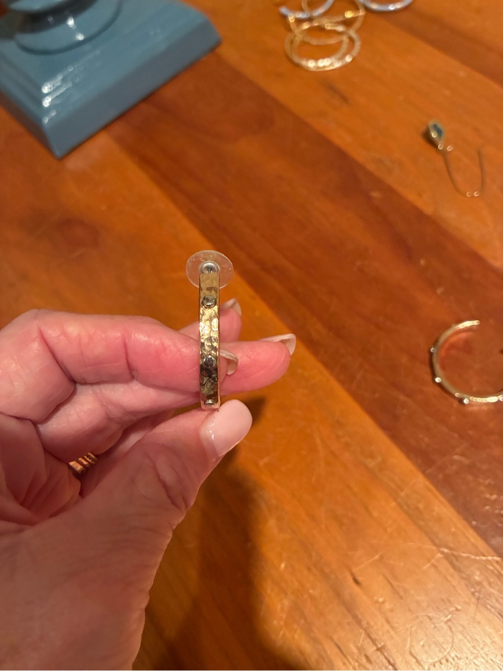Gold Textured Hoop Earrings - Women Jewelry